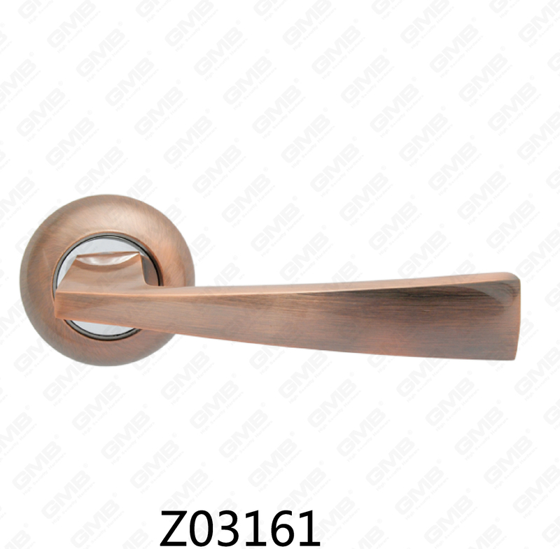Zamak Zinc Alloy Aluminum Rosette Door Handle with Round Rosette (Z02161)