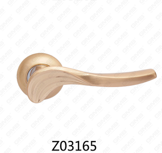 Zamak Zinc Alloy Aluminum Rosette Door Handle with Round Rosette (Z02165)
