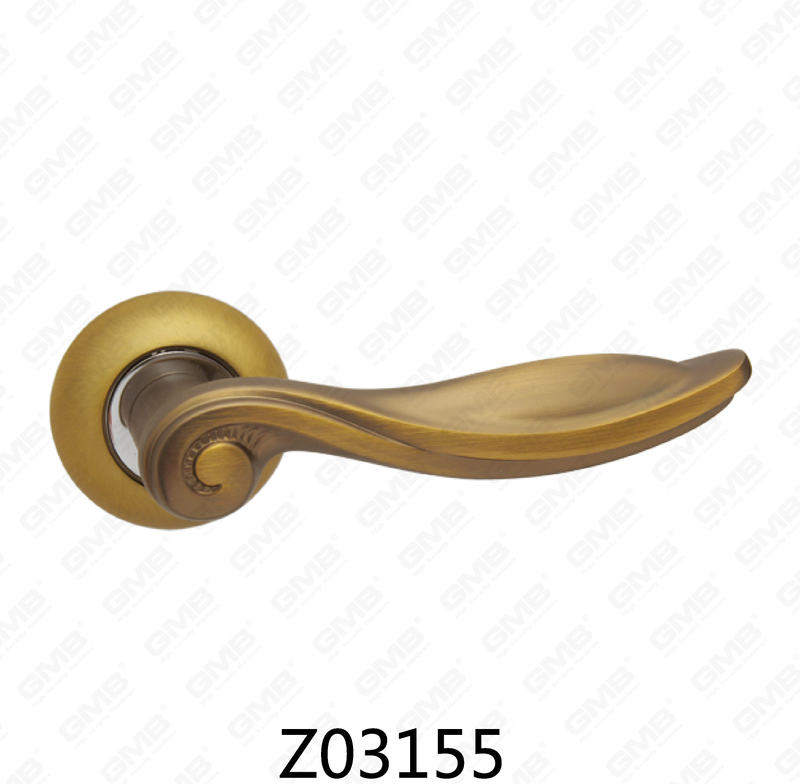 Zamak Zinc Alloy Aluminum Rosette Door Handle with Round Rosette (Z02155)