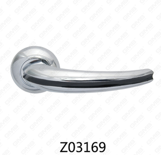 Zamak Zinc Alloy Aluminum Rosette Door Handle with Round Rosette (Z02169)
