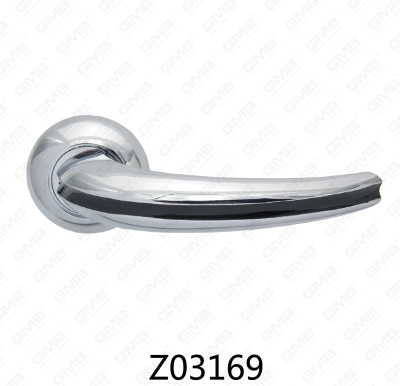 Zamak Zinc Alloy Aluminum Rosette Door Handle with Round Rosette (Z02169)