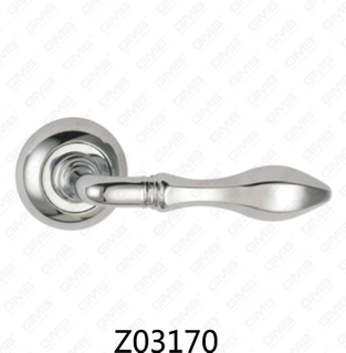 Zamak Zinc Alloy Aluminum Rosette Door Handle with Round Rosette (Z02170)