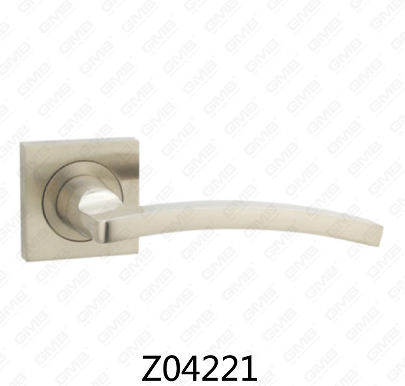 Zamak Zinc Alloy Aluminum Rosette Door Handle with Round Rosette (Z04221)