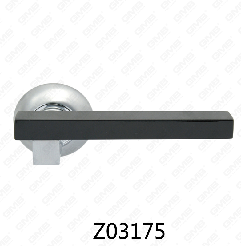 Zamak Zinc Alloy Aluminum Rosette Door Handle with Round Rosette (Z02175)