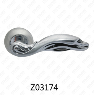 Zamak Zinc Alloy Aluminum Rosette Door Handle with Round Rosette (Z02174)