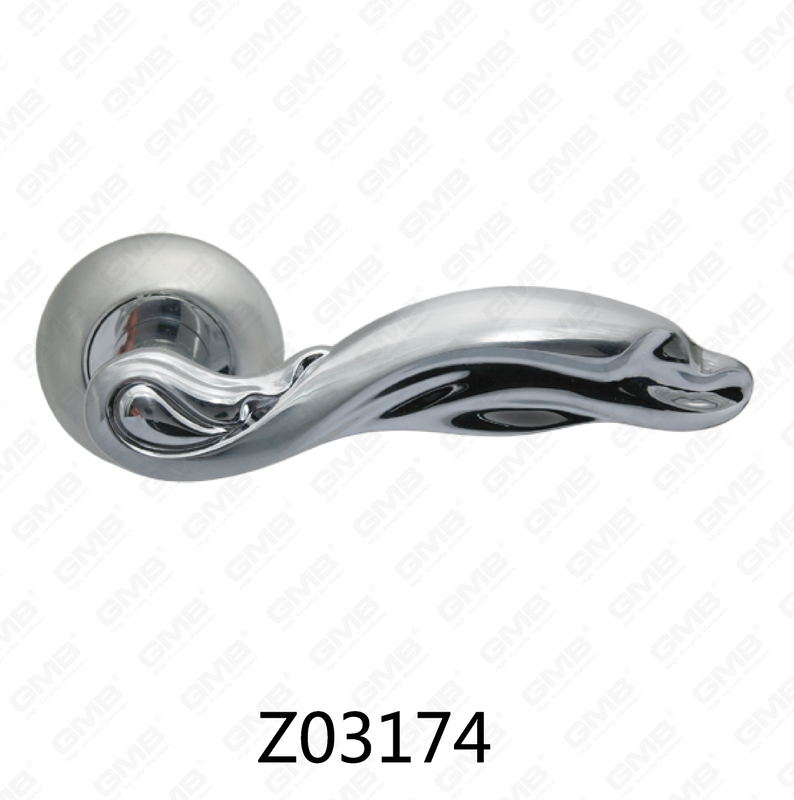 Zamak Zinc Alloy Aluminum Rosette Door Handle with Round Rosette (Z02174)