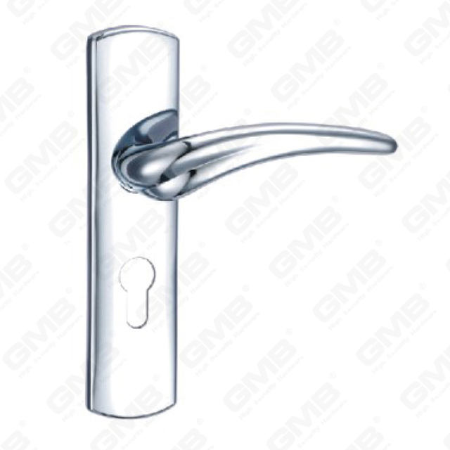 Door Handle Pull Wooden Door Hardware Handle Lock Door Handle on Plate for Mortise Lockset by Zinc Alloy or Steel Door Plate Handle (ZM60153-PC)