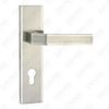 Door Handle Pull Wooden Door Hardware Handle Lock Door Handle on Plate for Mortise Lockset by Zinc Alloy or Steel Door Plate Handle (ZM80802-K)