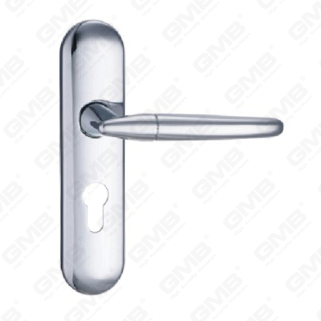 Door Handle Pull Wooden Door Hardware Handle Lock Door Handle on Plate for Mortise Lockset by Zinc Alloy or Steel Door Plate Handle (ZM60828-PC)