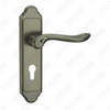 Door Handle Pull Wooden Door Hardware Handle Lock Door Handle on Plate for Mortise Lockset by Zinc Alloy or Steel Door Plate Handle (CM588-C100-DAB)