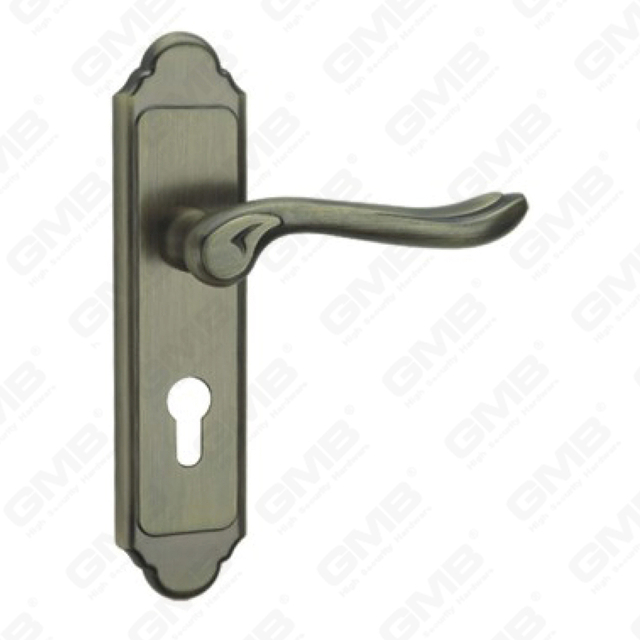 Door Handle Pull Wooden Door Hardware Handle Lock Door Handle on Plate for Mortise Lockset by Zinc Alloy or Steel Door Plate Handle (CM588-C100-DAB)