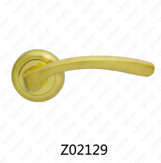 Zamak Zinc Alloy Aluminum Rosette Door Handle with Round Rosette (Z02129)