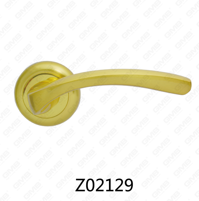 Zamak Zinc Alloy Aluminum Rosette Door Handle with Round Rosette (Z02129)