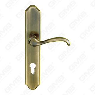 Brass Handles Wooden Door Hardware Handle Lock Door Handle on Plate for Mortise Lockset (B-PM0201-AB)