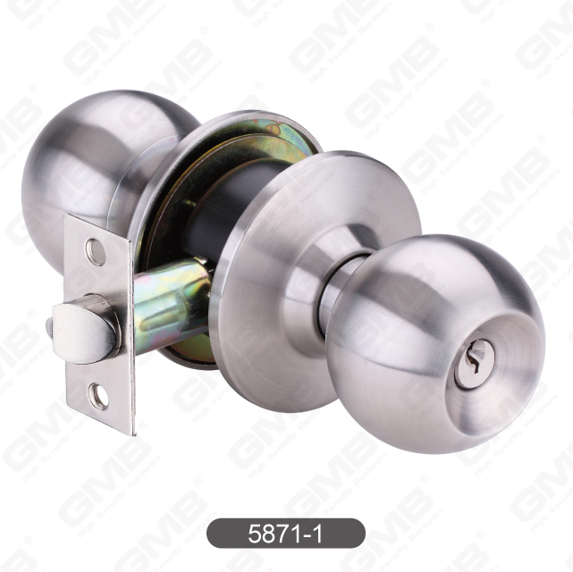 Security Keyed Ball Lock Stainless Steel Cylindrical Knob Door Lock [5871-1]