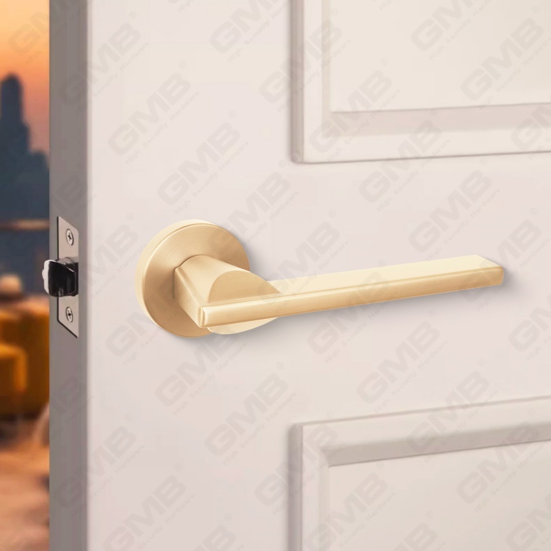 Modern Simple Solid Zinc Alloy Split Door Lock Handle on Round Rosette（Z062407）