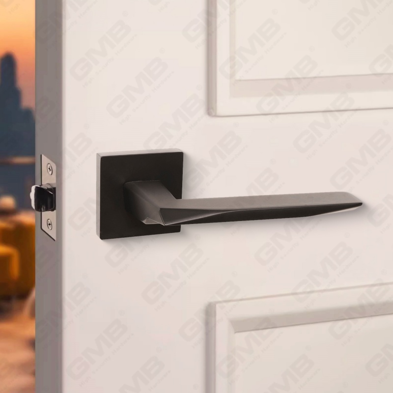 Modern Simple Solid Zinc Alloy Split Door Lock Handle on Square Rosette（Z072504）