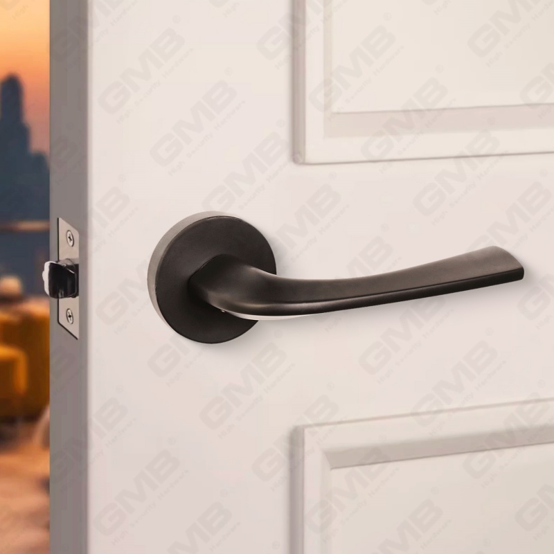 Modern Simple Solid Zinc Alloy Split Door Lock Handle on Round Rosette（Z062416）