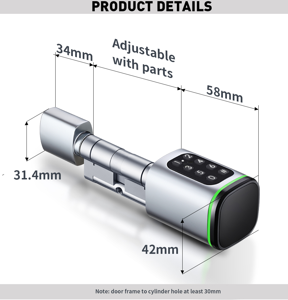 Biometric Smart NFC Card Password Lock Cylinder Electronic Cylinder ELECTRONIC CYLINDER(S1 KK)