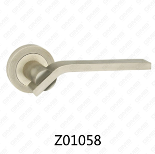 Zamak Zinc Alloy Aluminum Rosette Door Handle with Round Rosette (Z01058)