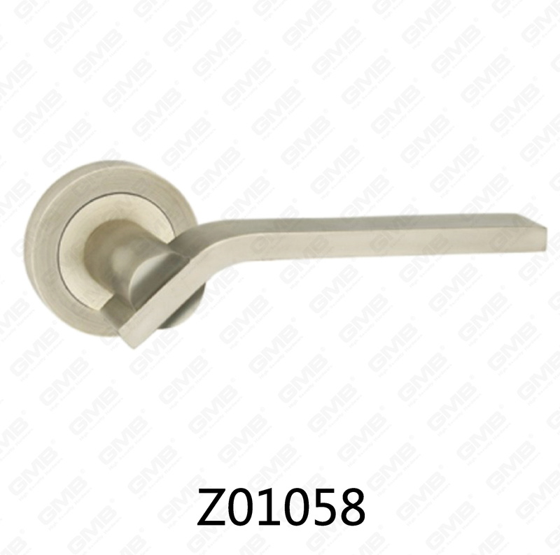 Zamak Zinc Alloy Aluminum Rosette Door Handle with Round Rosette (Z01058)