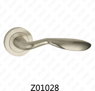 Zamak Zinc Alloy Aluminum Rosette Door Handle with Round Rosette (Z01028)