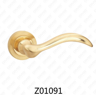 Zamak Zinc Alloy Aluminum Rosette Door Handle with Round Rosette (Z01091)