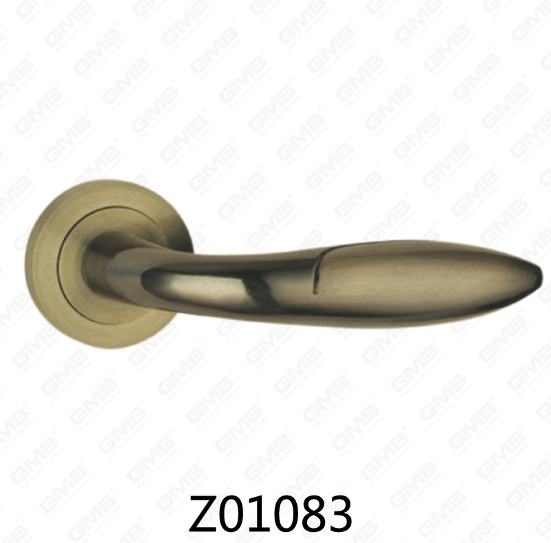 Zamak Zinc Alloy Aluminum Rosette Door Handle with Round Rosette (Z01083)