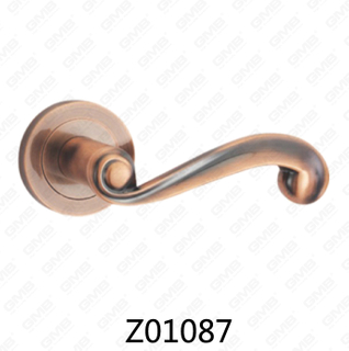 Zamak Zinc Alloy Aluminum Rosette Door Handle with Round Rosette (Z01087)