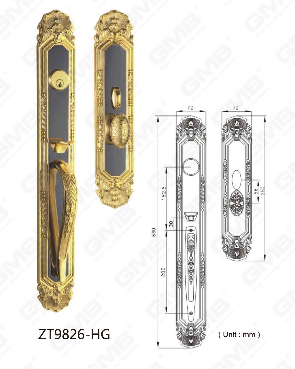 01 Zinc Alloy Outside Villa Door Handle_ZT9826-HG-28