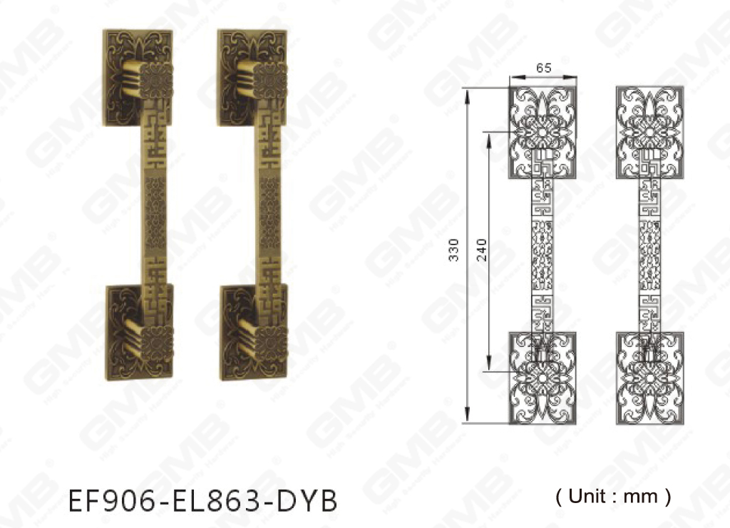 Luxury Outside Door Big Zinc Alloy Classic Pull Handle for Slider Door (EF906-EL863-DYB)