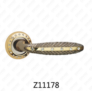 Zamak Zinc Alloy Aluminum Rosette Door Handle with Round Rosette (Z11178)