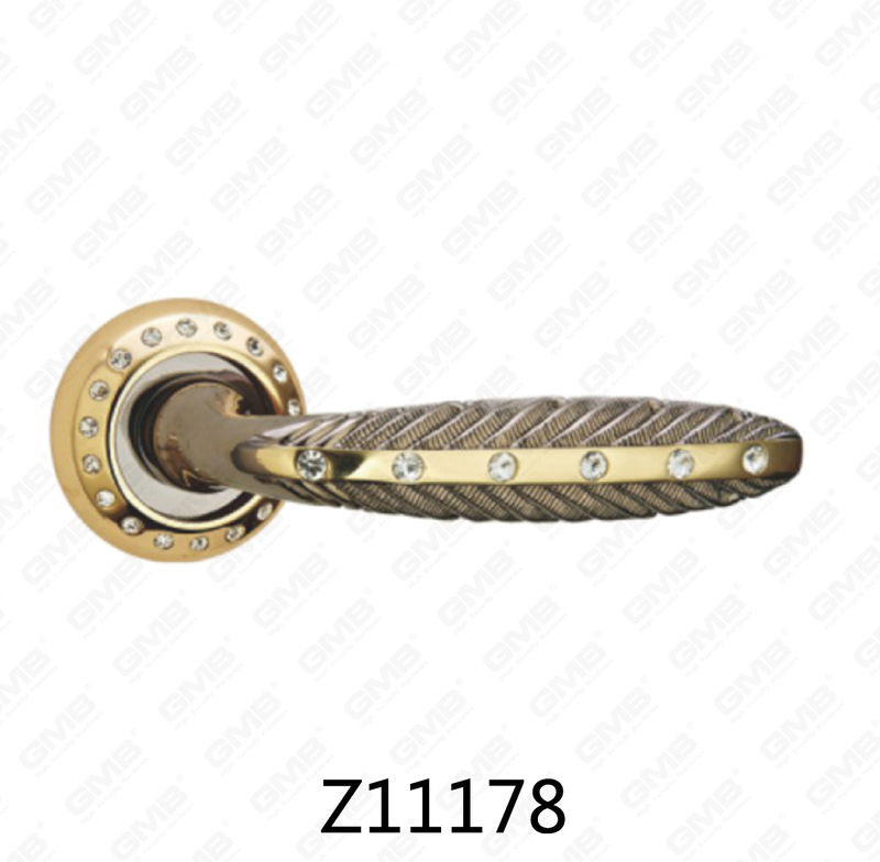 Zamak Zinc Alloy Aluminum Rosette Door Handle with Round Rosette (Z11178)
