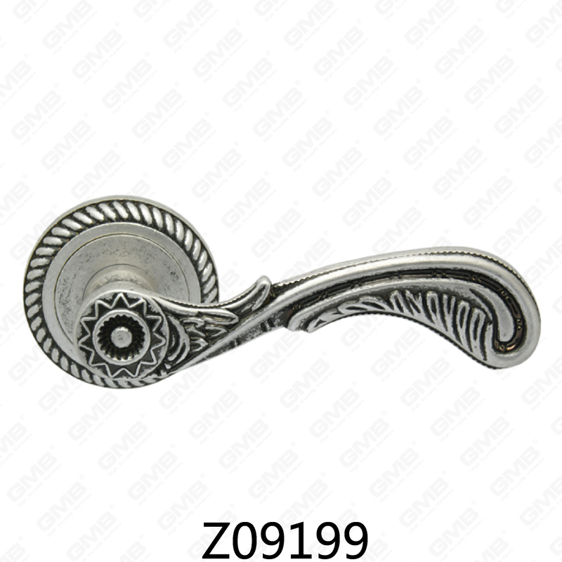 Zamak Zinc Alloy Aluminum Rosette Door Handle with Round Rosette (Z09199)