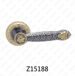 Zamak Zinc Alloy Aluminum Rosette Door Handle with Round Rosette (Z15188)