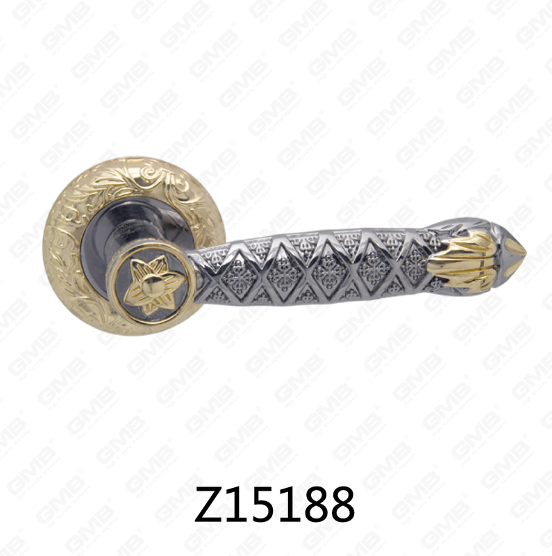 Zamak Zinc Alloy Aluminum Rosette Door Handle with Round Rosette (Z15188)