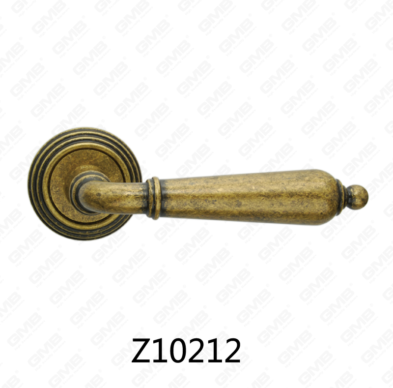 Zamak Zinc Alloy Aluminum Rosette Door Handle with Round Rosette (Z10212)