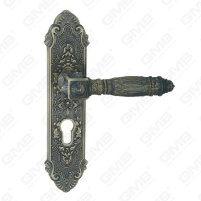 Door Handle Pull Wooden Door Hardware Handle Lock Door Handle on Plate for Mortise Lockset by Zinc Alloy or Steel Door Plate Handle (E619-E08-DAB)