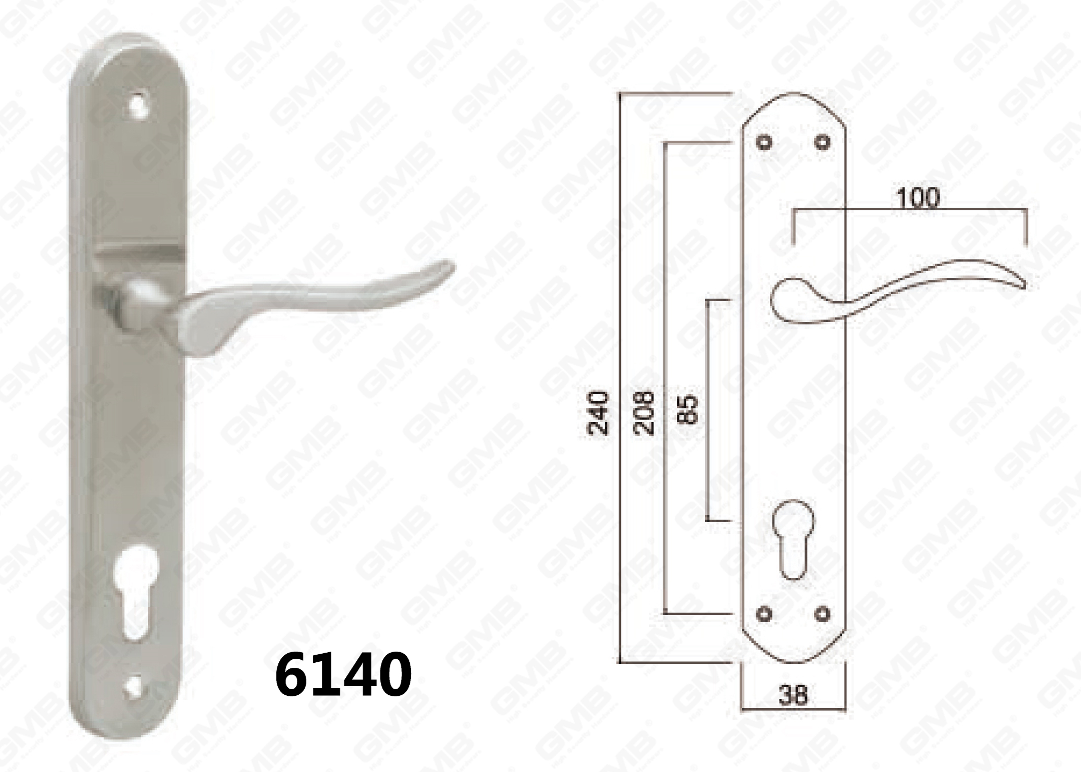 6140Mortise Lockset by Zinc Alloy or Steel Door Plate Handle