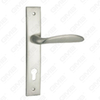 Door Handle Pull Wooden Door Hardware Handle Lock Door Handle on Plate for Mortise Lockset by Zinc Alloy or Steel Door Plate Handle (L841-56-N)