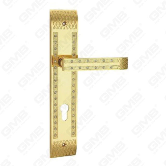 Door Handle Pull Wooden Door Hardware Handle Lock Door Handle on Plate for Mortise Lockset by Zinc Alloy or Steel Door Plate Handle (ZL95185-GPB&X)