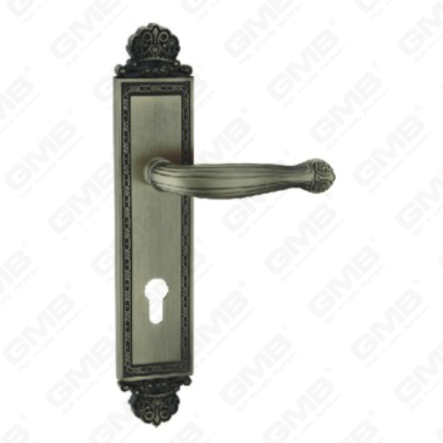 Door Handle Pull Wooden Door Hardware Handle Lock Door Handle on Plate for Mortise Lockset by Zinc Alloy or Steel Door Plate Handle (ZL941-Z67-DAB)