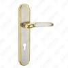 Door Handle Pull Wooden Door Hardware Handle Lock Door Handle on Plate for Mortise Lockset by Zinc Alloy or Steel Door Plate Handle (ZL90759-SN&GPB)