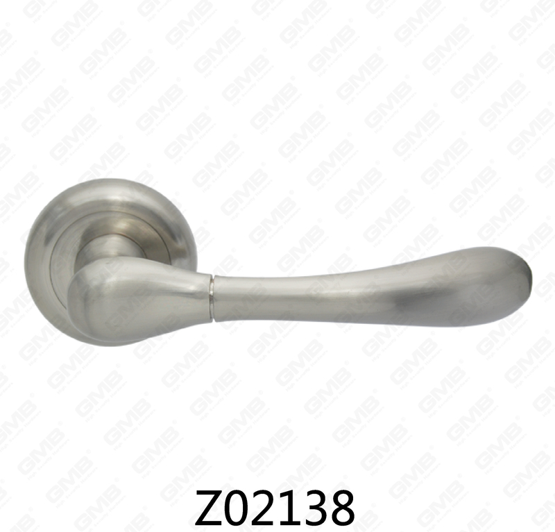 Zamak Zinc Alloy Aluminum Rosette Door Handle with Round Rosette (Z02138)