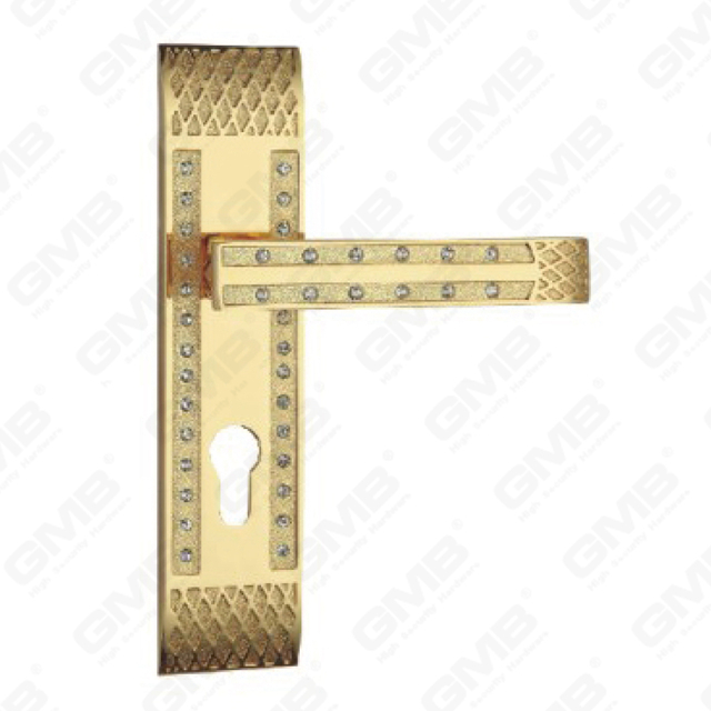 Door Handle Pull Wooden Door Hardware Handle Lock Door Handle on Plate for Mortise Lockset by Zinc Alloy or Steel Door Plate Handle (ZM45185-GPB X)
