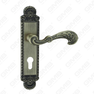Door Handle Pull Wooden Door Hardware Handle Lock Door Handle on Plate for Mortise Lockset by Zinc Alloy or Steel Door Plate Handle (ZM41575-DAB)