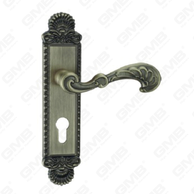 Door Handle Pull Wooden Door Hardware Handle Lock Door Handle on Plate for Mortise Lockset by Zinc Alloy or Steel Door Plate Handle (ZM41575-DAB)