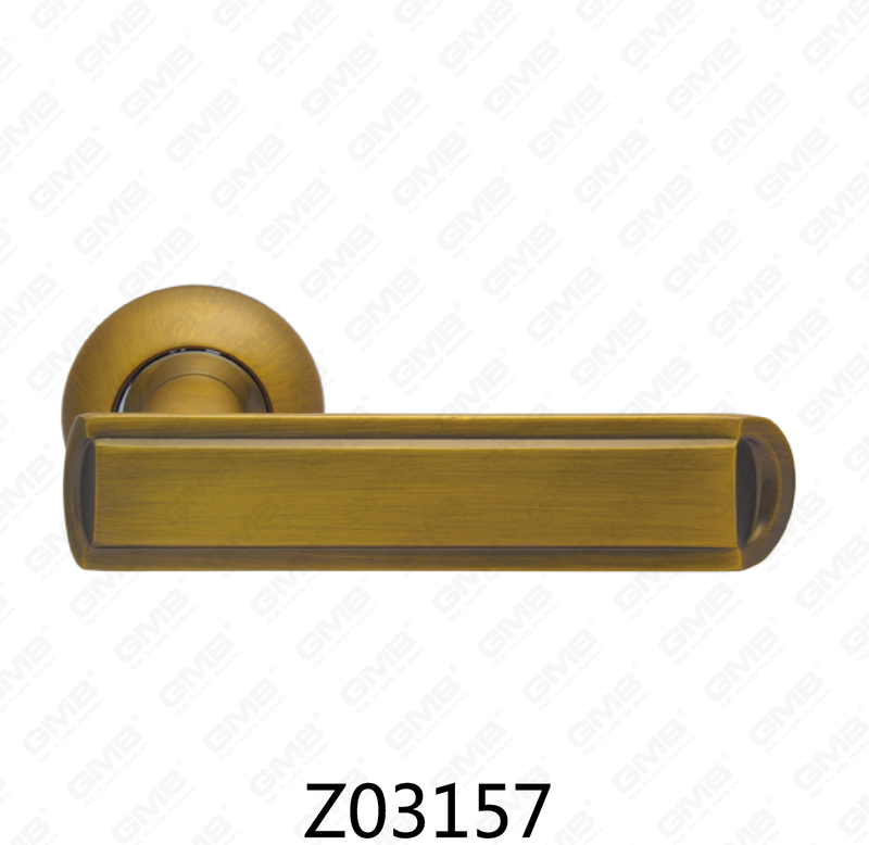 Zamak Zinc Alloy Aluminum Rosette Door Handle with Round Rosette (Z02157)