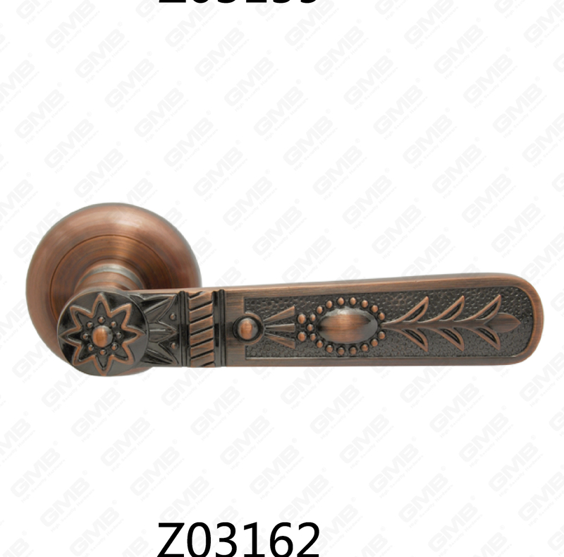 Zamak Zinc Alloy Aluminum Rosette Door Handle with Round Rosette (Z02162)