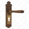 Door Handle Pull Wooden Door Hardware Handle Lock Door Handle on Plate for Mortise Lockset by Zinc Alloy or Steel Door Plate Handle (CM579-C35-DYB)